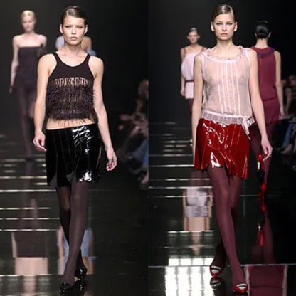 Alberta Ferretti F/W 2003 patent leather skirt - runway/ads