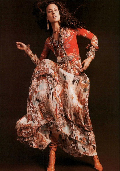 Blumarine 2005 iconic maxi silk skirt