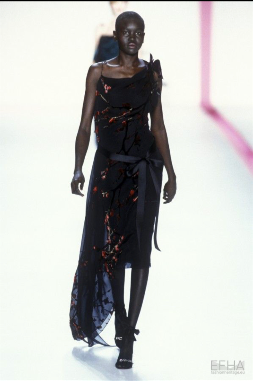 Emanuel Ungaro 2001 Devoré Silk Cherry Blossom Masterpiece - runway