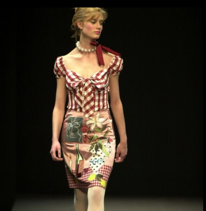 Moschino 2001 "Maid in Italy" Cotton Midi Skirt - Documented