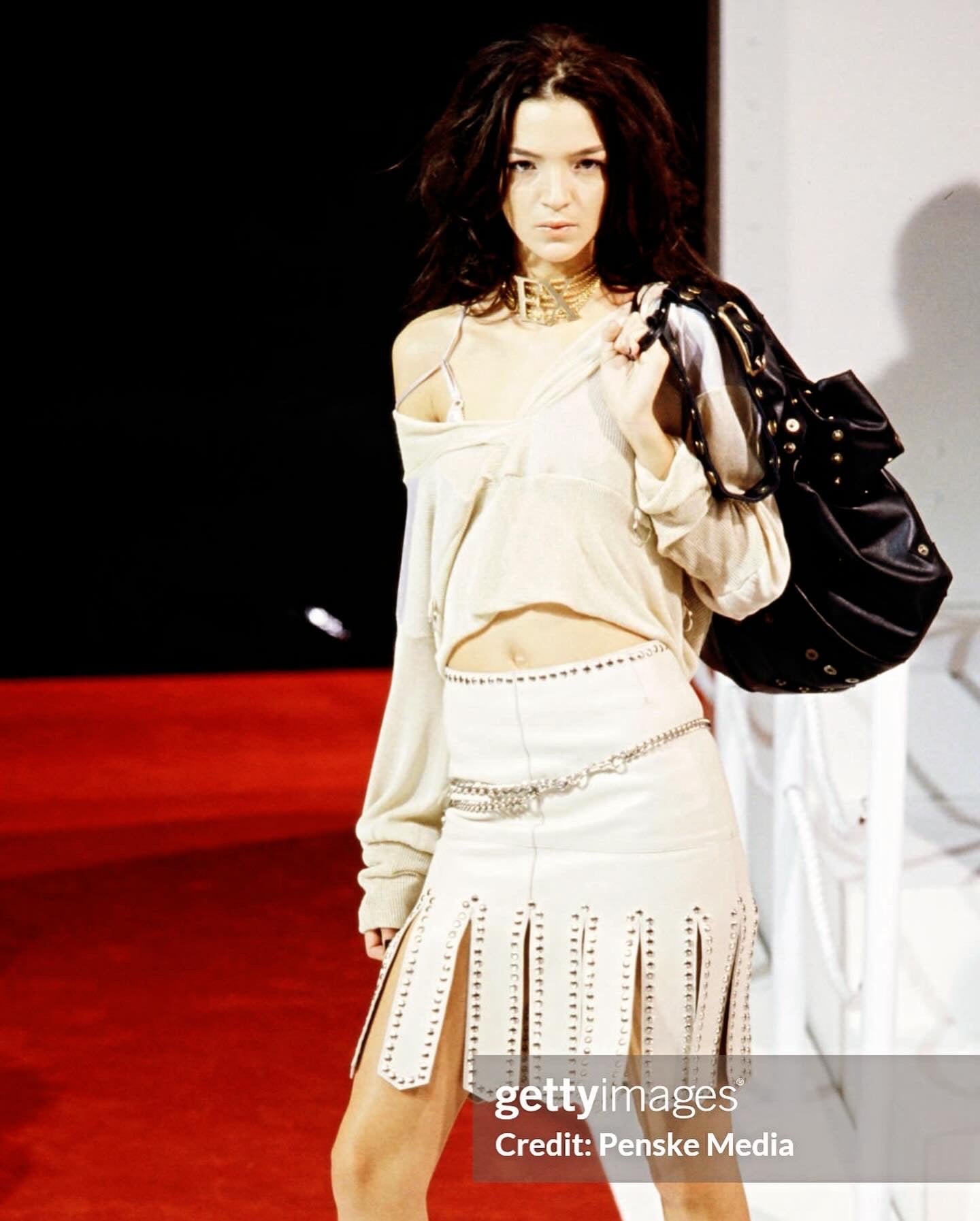 Dolce & Gabbana S/S 2003 iconic studded leather skirt + belt