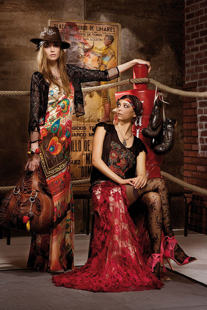 John Galliano 2008 Gypsy Silk Dress - Campaign