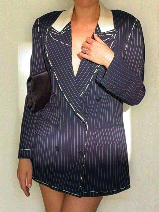 Moschino Couture 1994 Pinstripe Maxi Blazer - runway