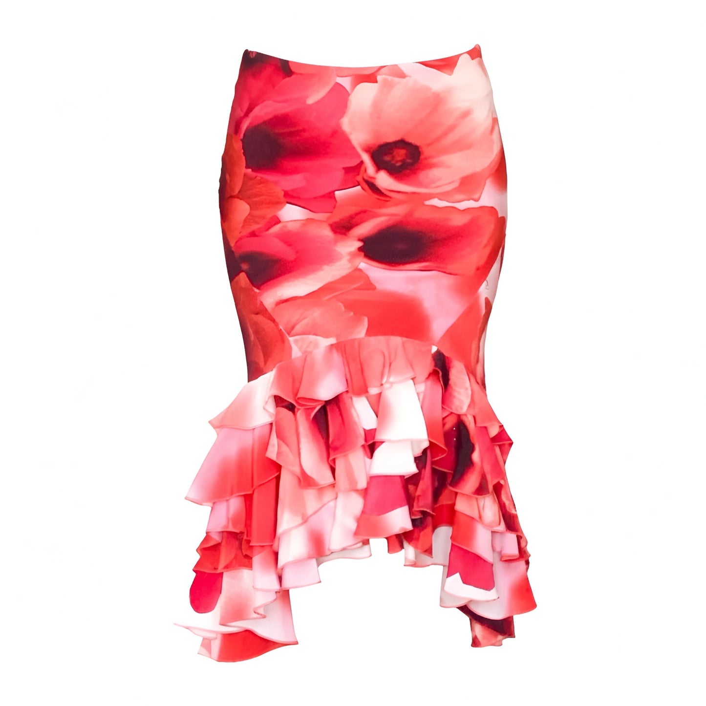 Roberto Cavalli 2002 Poppies silk Skirt -  runway