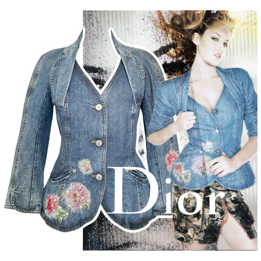 Christian Dior ( by Galliano ) S/S 2005 Denim Bar Jacket - documented