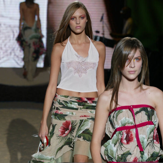 Voyage 2003 silk floral bondage skirt - runway