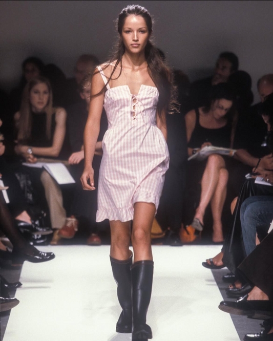 Alberta Ferretti S/S 2000 gingham laced  dress - runway