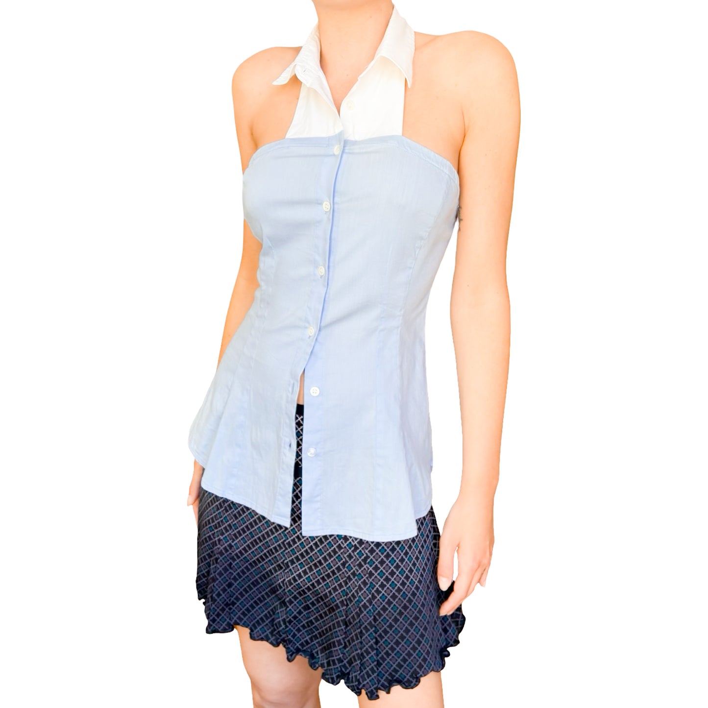 Italian Designer 2000s halter cotton shirt