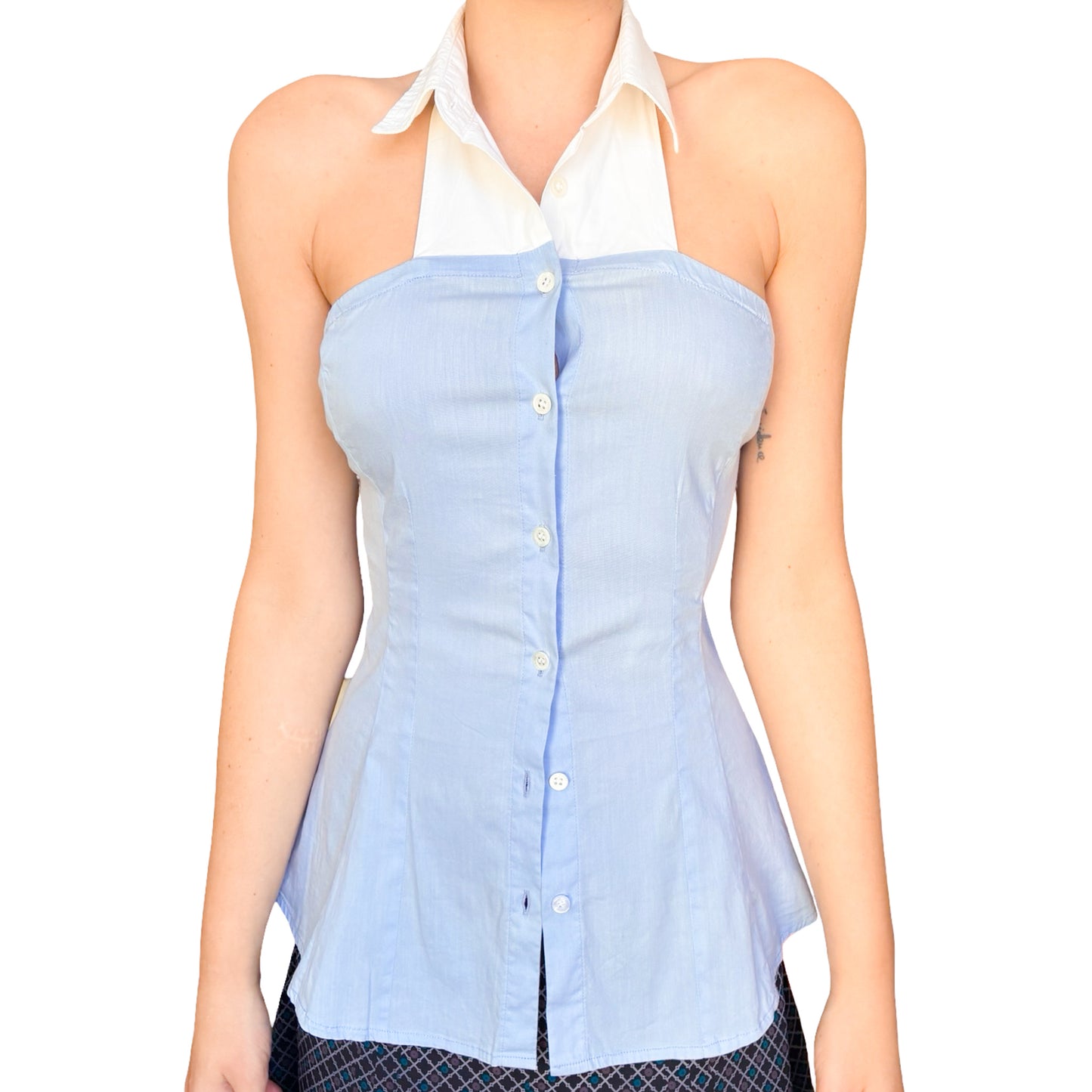 Italian Designer 2000s halter cotton shirt