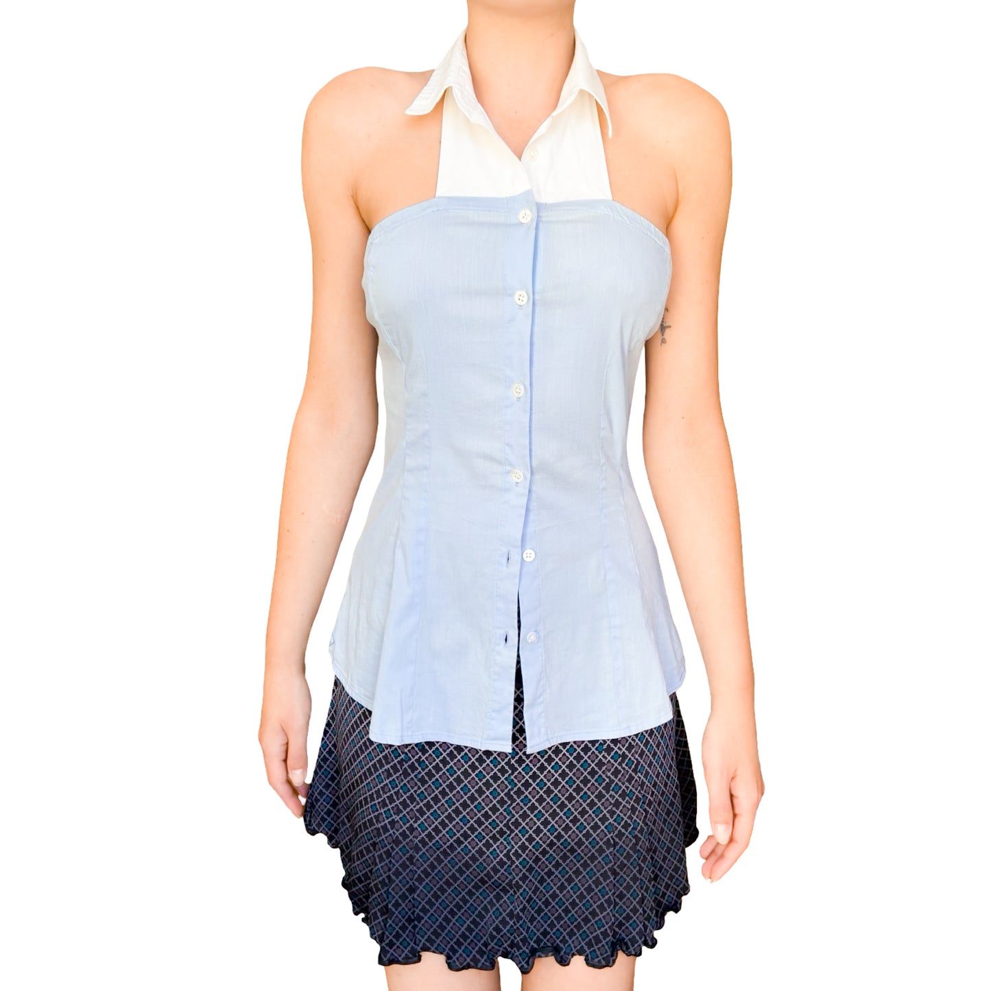 Italian Designer 2000s halter cotton shirt