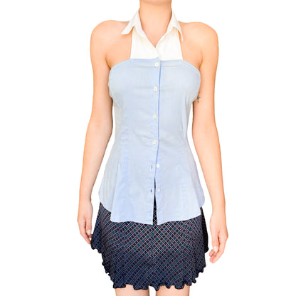 Italian Designer 2000s halter cotton shirt