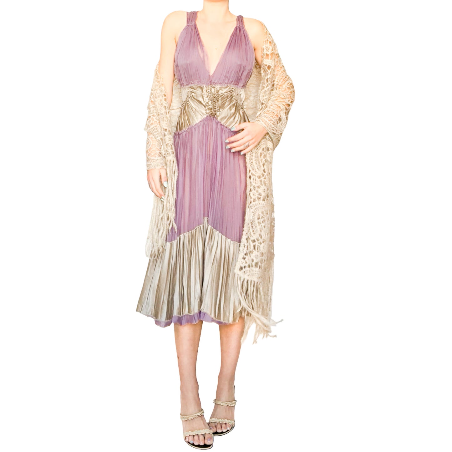 Alberta Ferretti 2006 lilac silk dress - runway / campaign