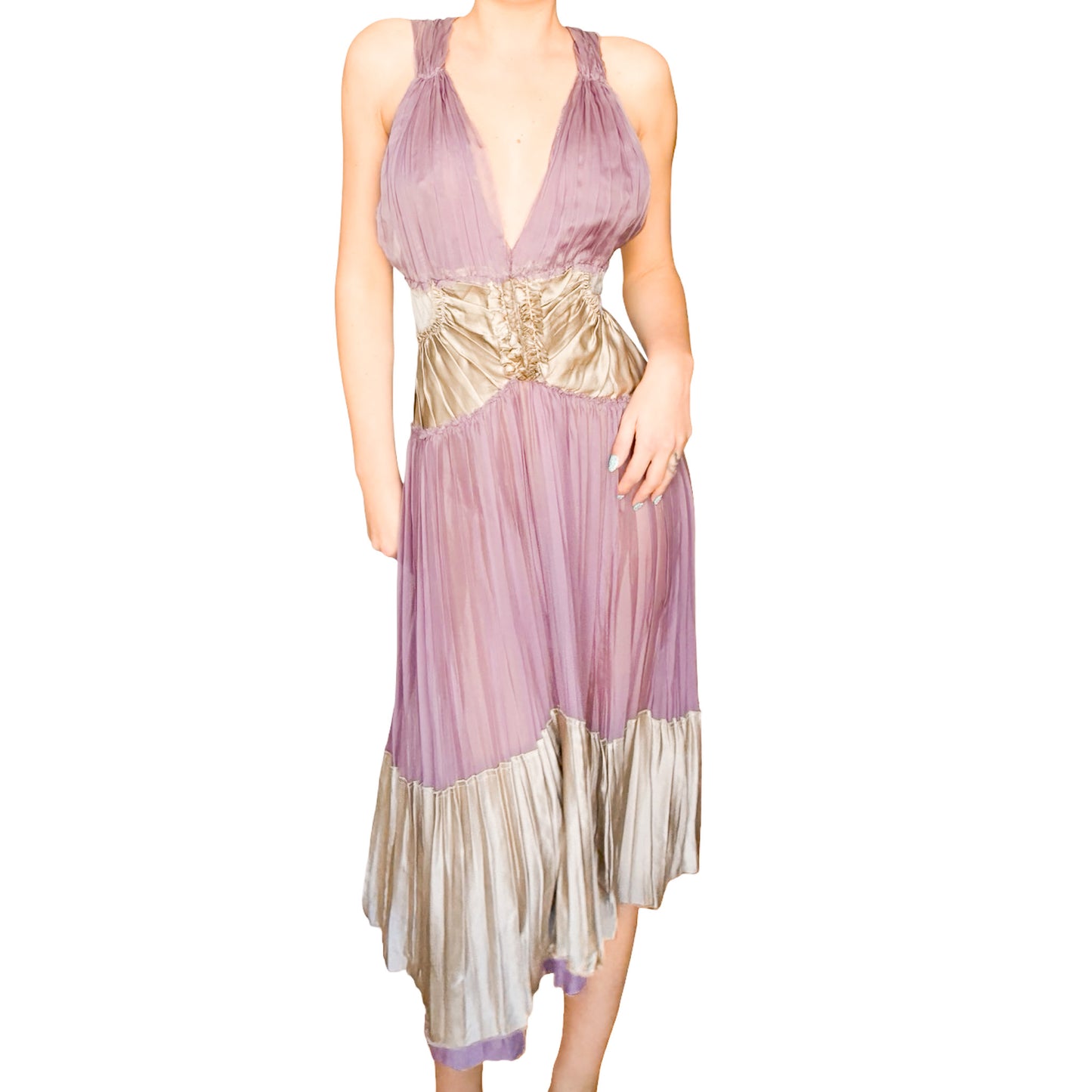 Alberta Ferretti 2006 lilac silk dress - runway / campaign