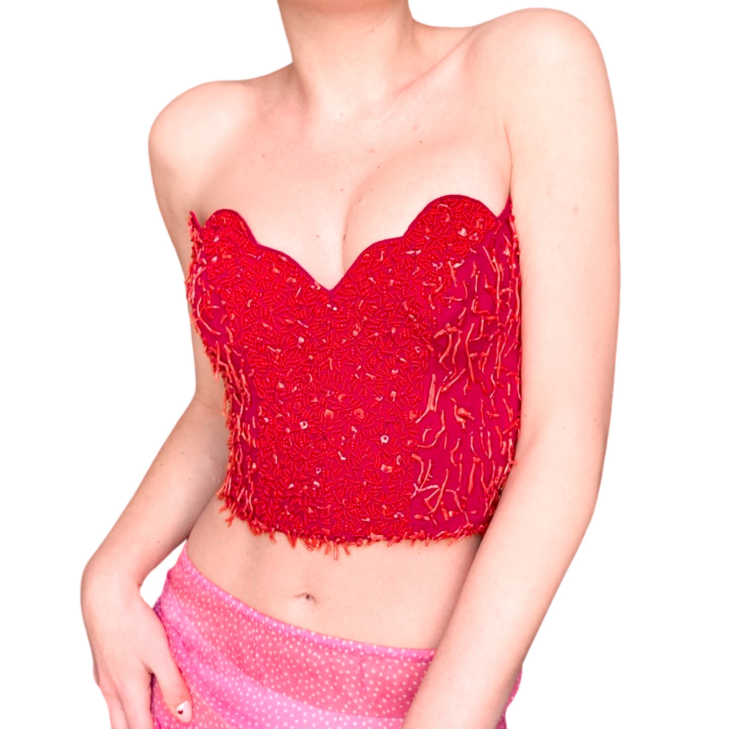 Blumarine S/S 1990 iconic real coral embellishments bustier