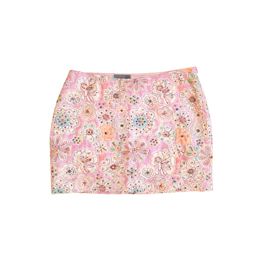 Italian designer 2000s embroidered mini skirt