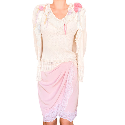 Les Nuits VTG haute lingerie draped silk skirt