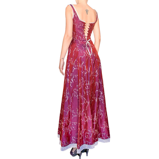 Corinne Sarrut VTG embroidered silk maxi laced dress - documented