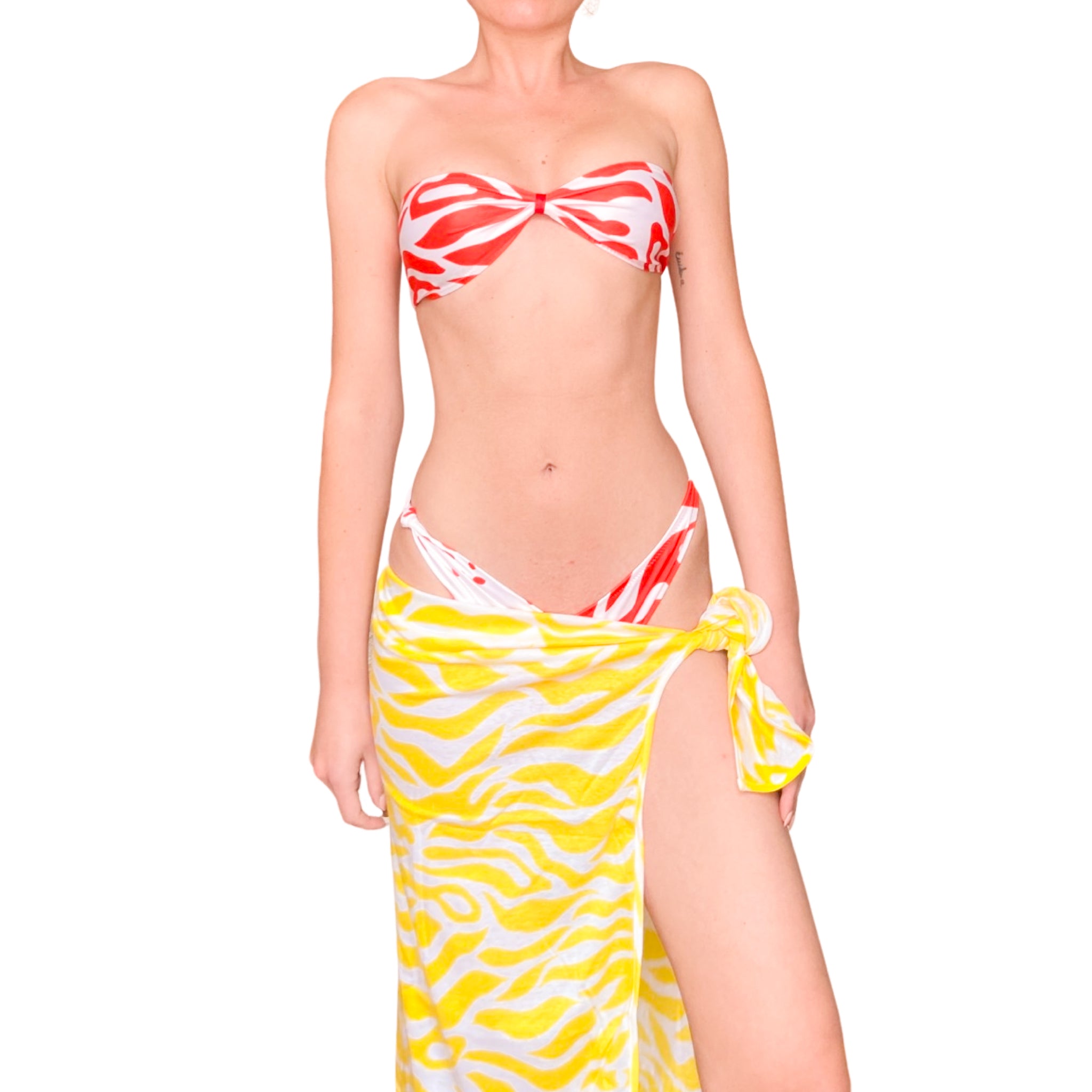 Enrico Coveri 2000s strapless bikini + sarong (Deadstock)