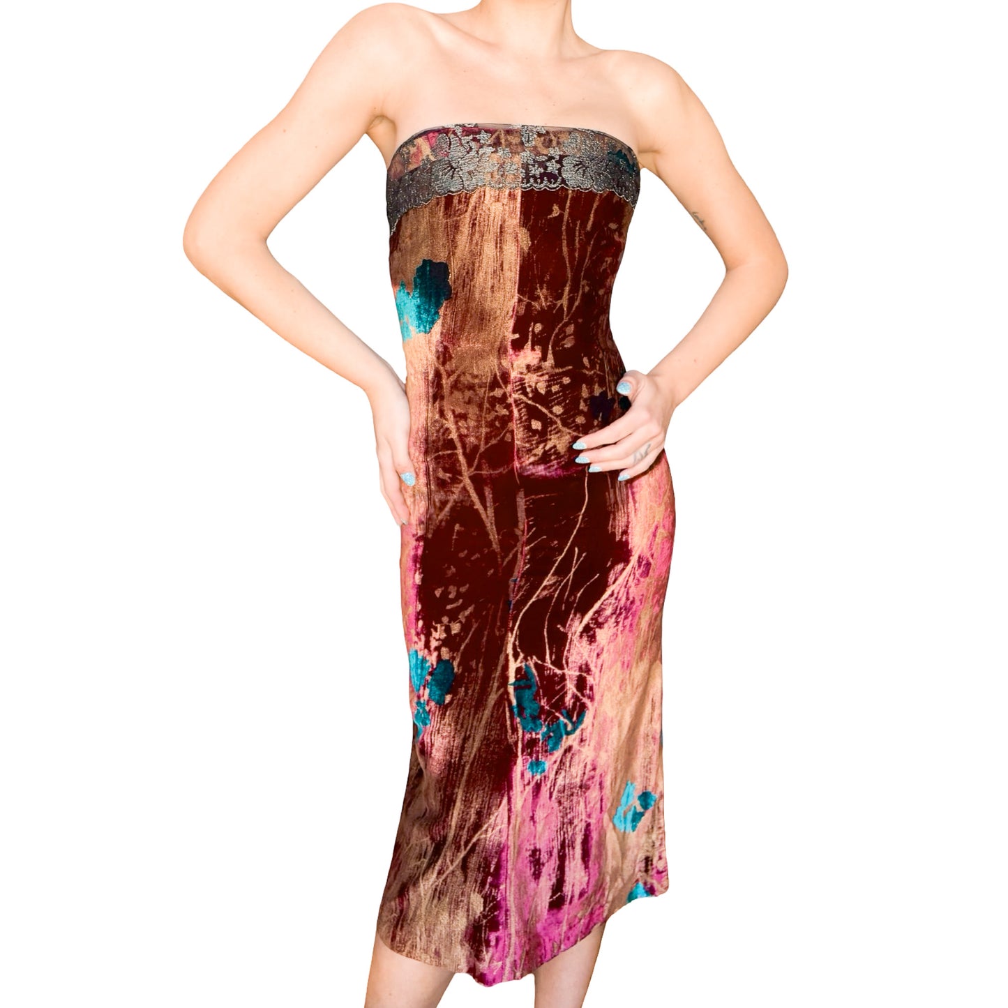 Emanuel Ungaro 1998 silk velvet bustier dress - documented