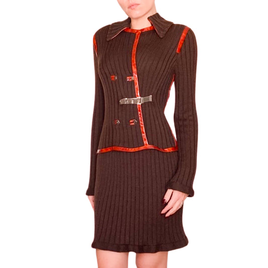 Fendi 90's  Wool & Leather knit dress