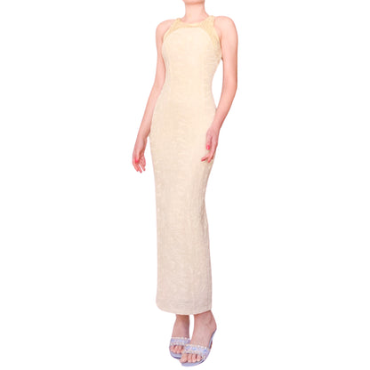 Luxury French Designer 90's textured maxi dress