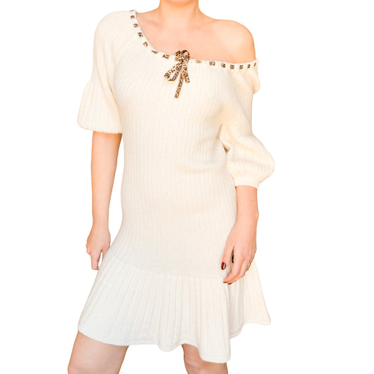 Galliano 2008 ribbed knit wool dress