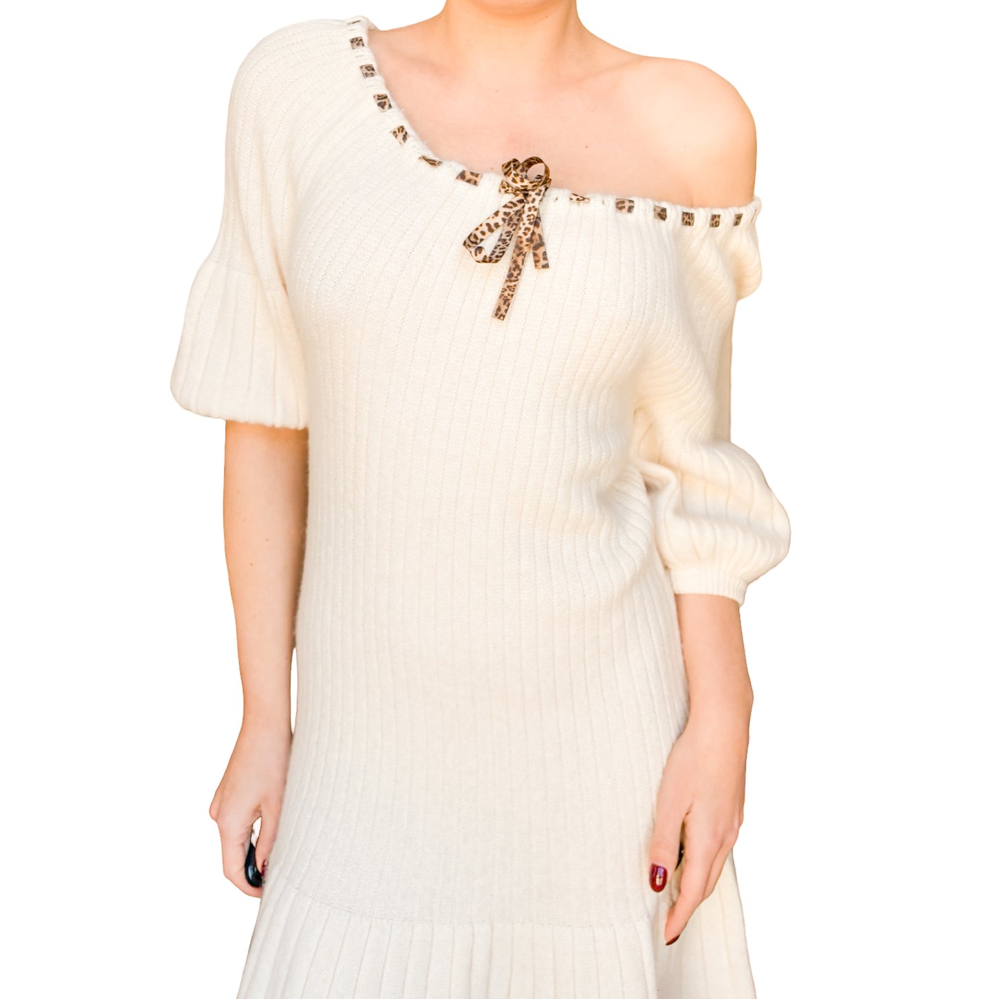 Galliano 2008 ribbed knit wool dress