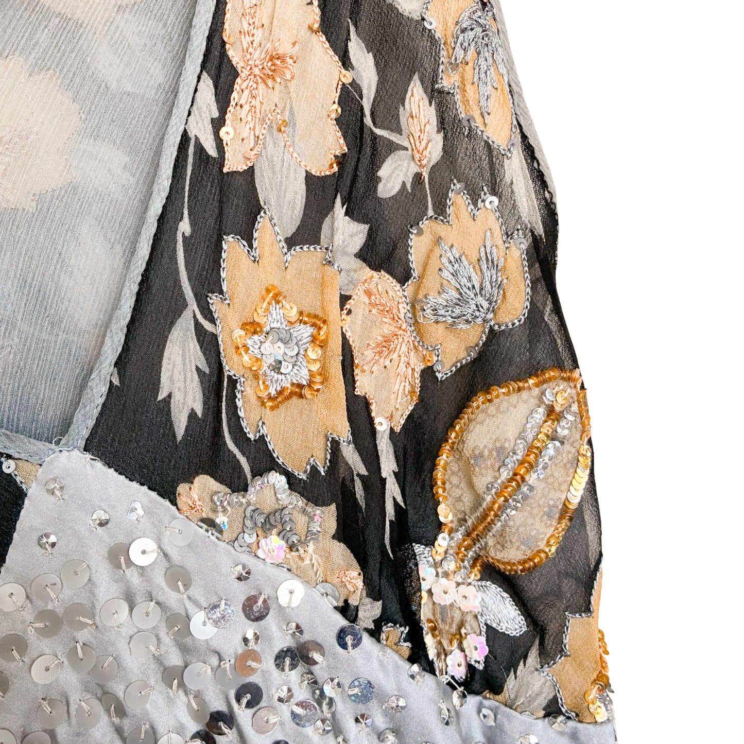 Italian Designer 90's silk silver sequined dress