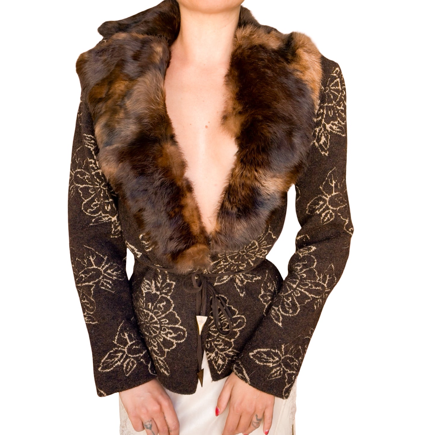 Just Cavalli VTG fur collar cardi jacket