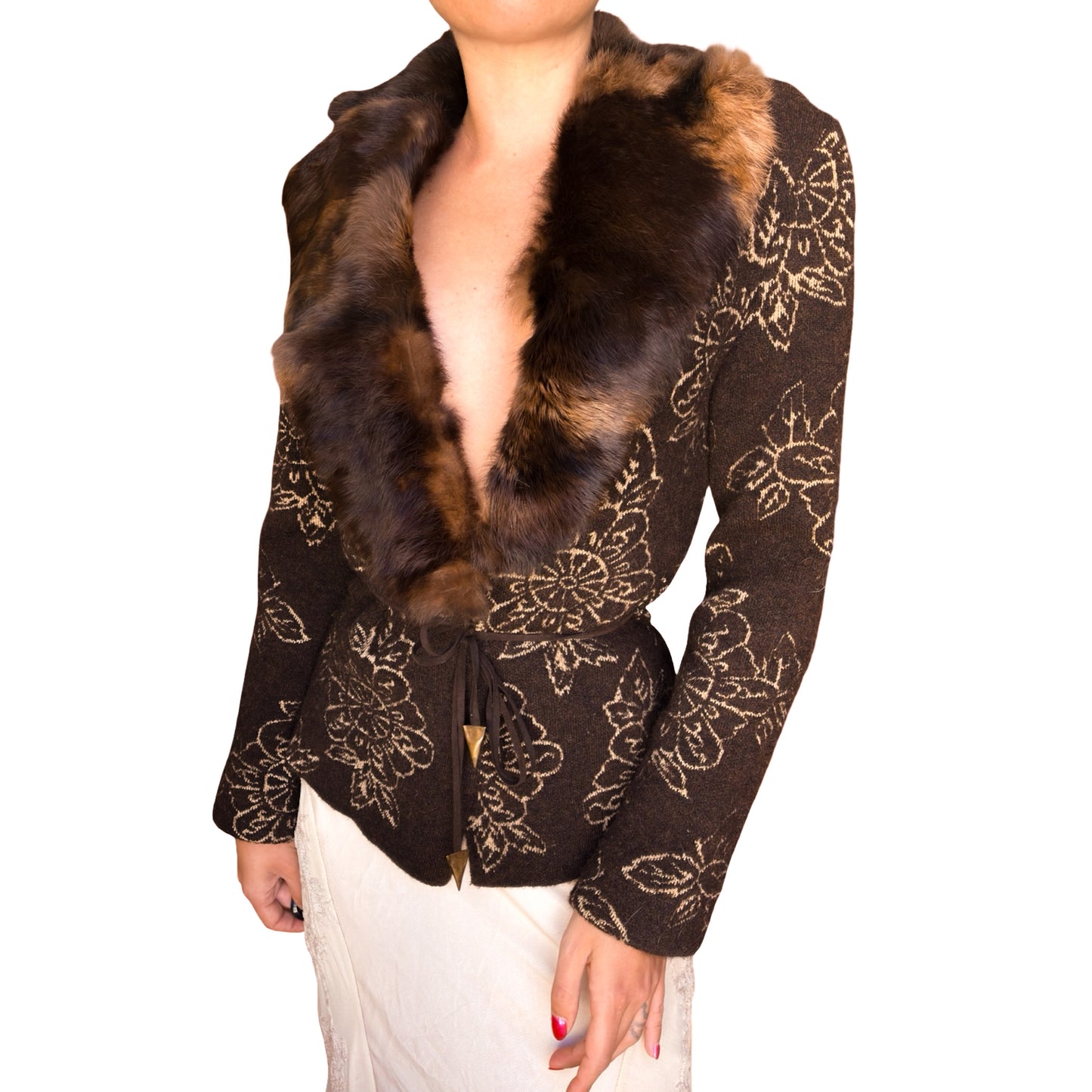 Just Cavalli VTG fur collar cardi jacket