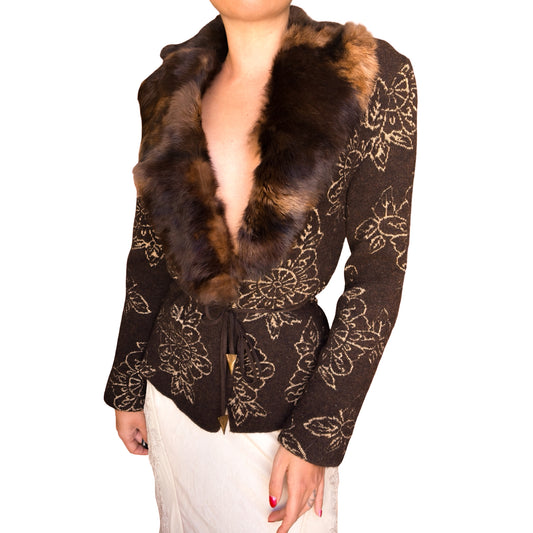 Just Cavalli VTG fur collar cardi jacket
