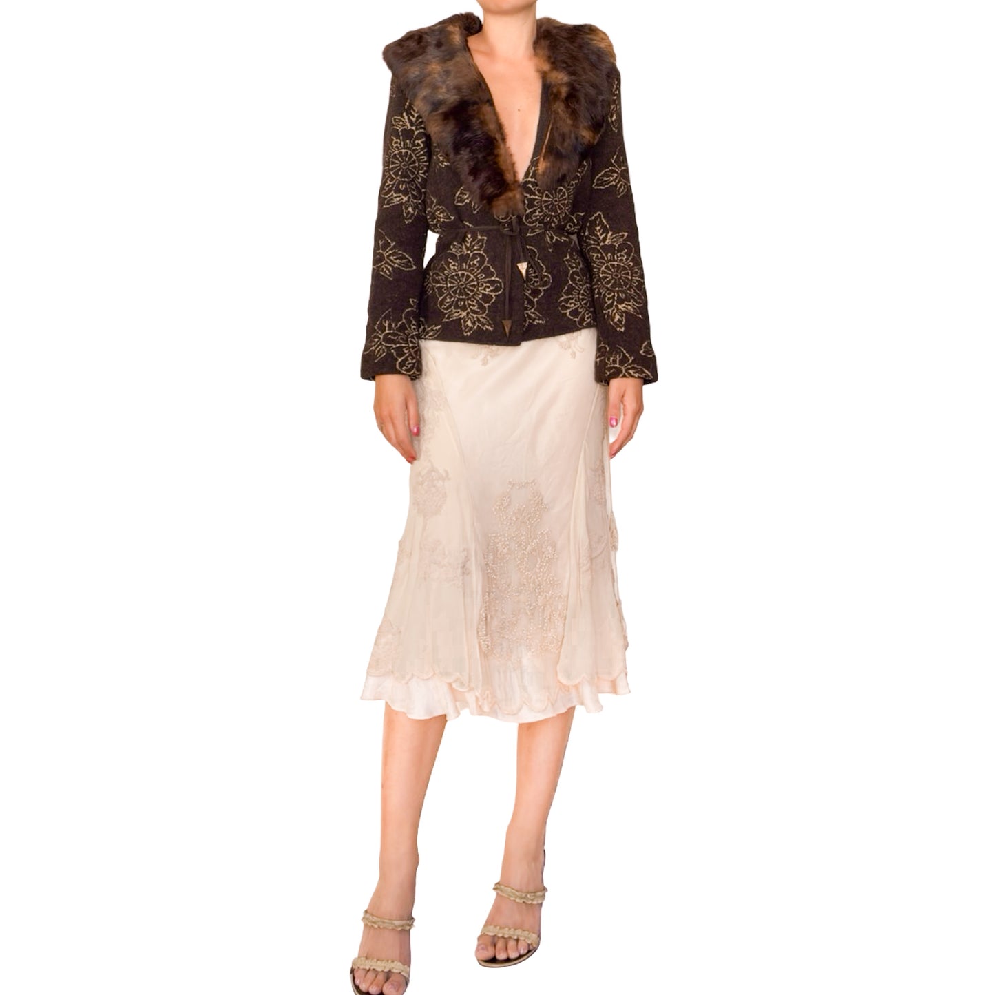 Just Cavalli VTG fur collar cardi jacket