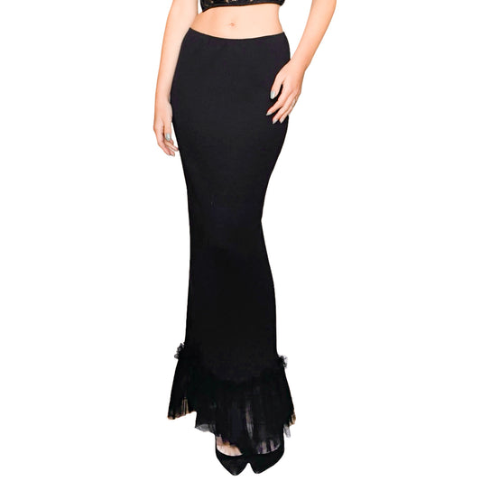 Italian designer 90s wool & silk double maxi skirt