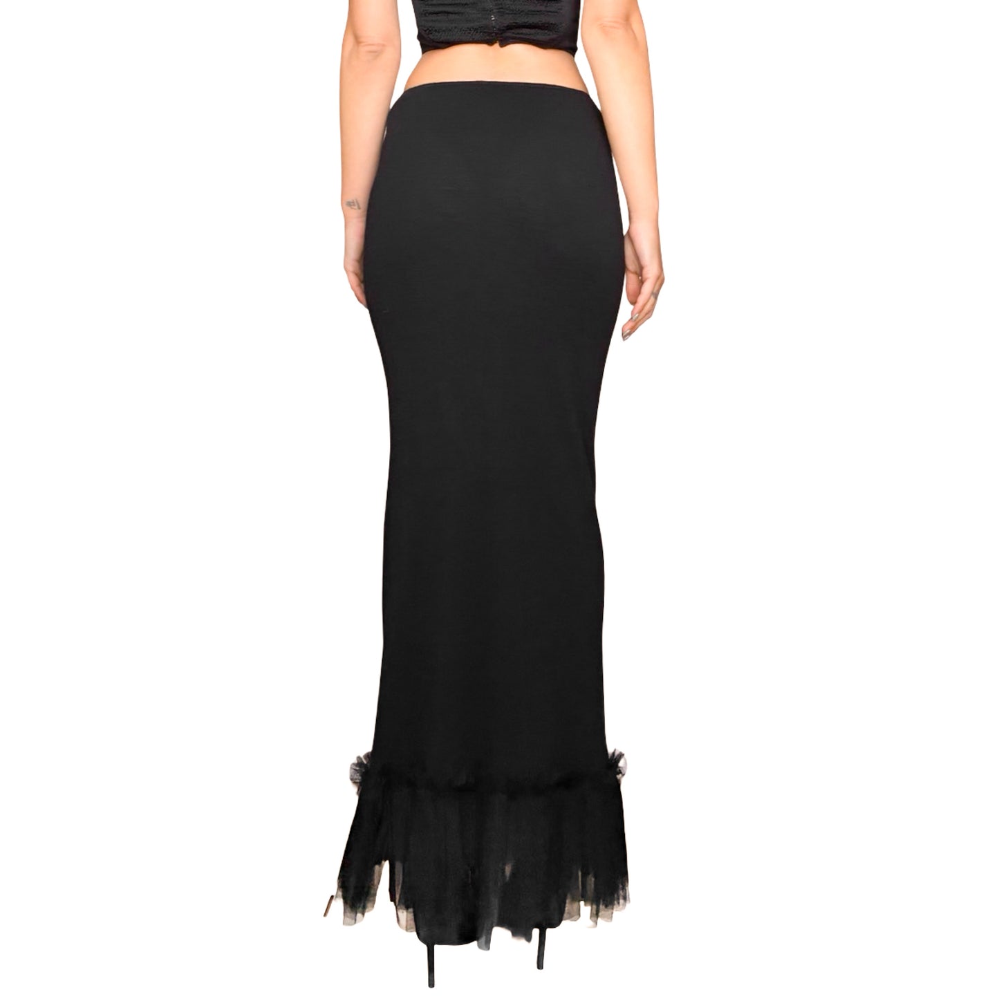 Italian designer 90s wool & silk double maxi skirt