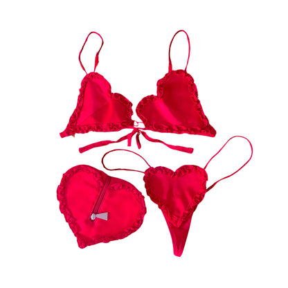 La Perla 2000's heart 3 pieces Lingerie Set