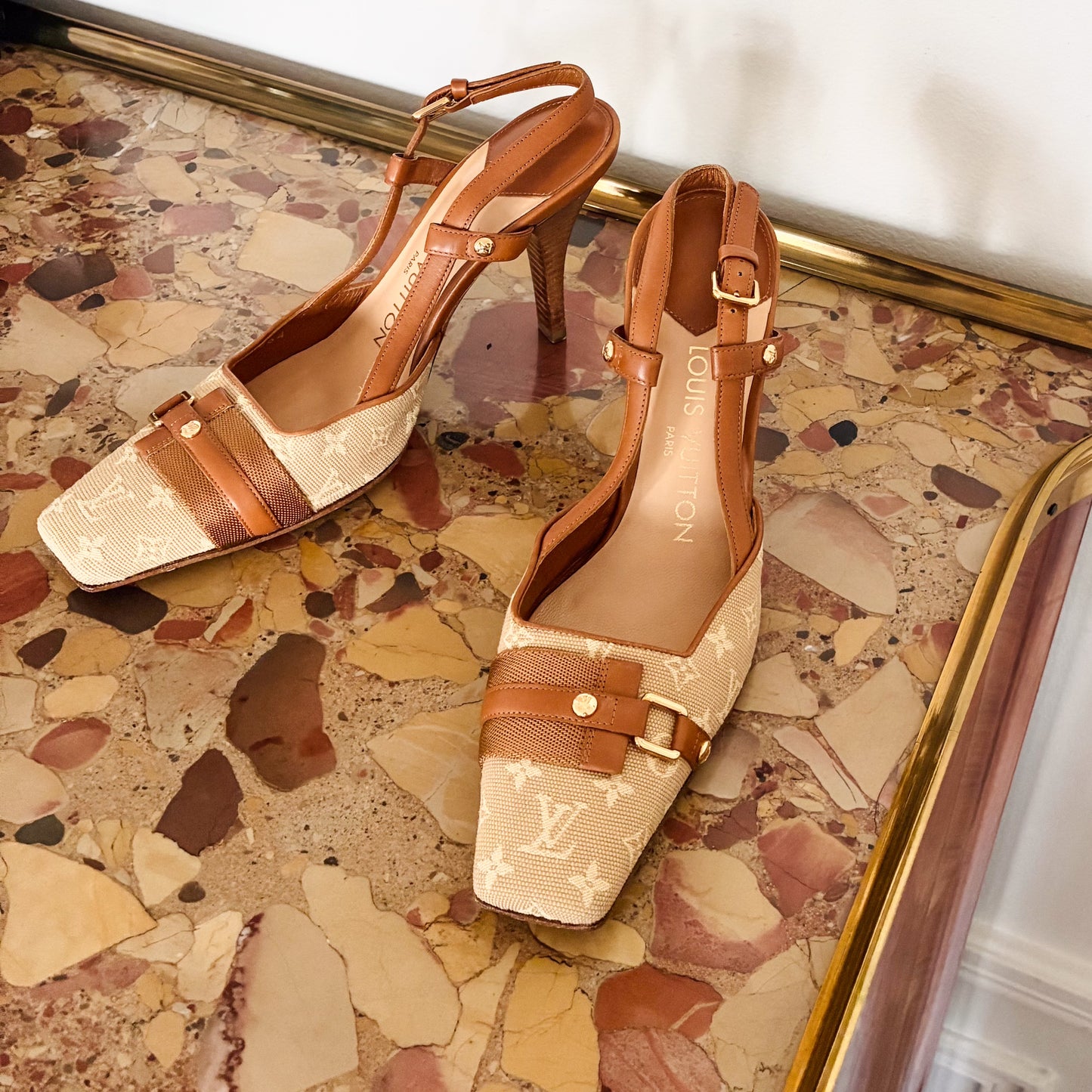 Louis Vuitton monogram canvas slingback heels