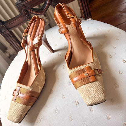 Louis Vuitton monogram canvas slingback heels