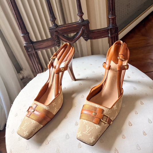 Louis Vuitton monogram canvas slingback heels