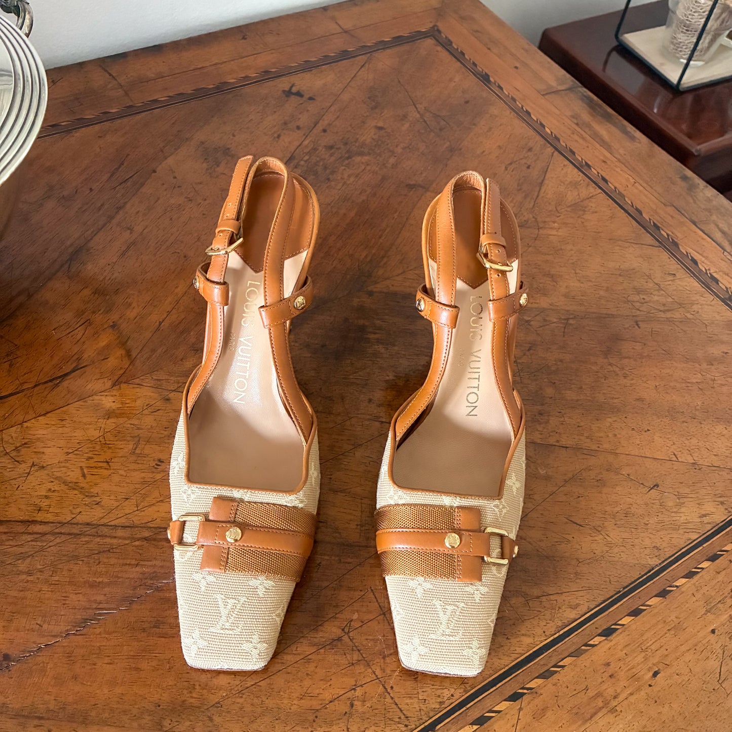 Louis Vuitton monogram canvas slingback heels
