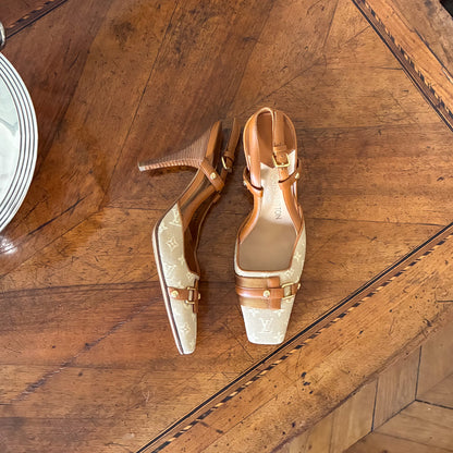 Louis Vuitton monogram canvas slingback heels