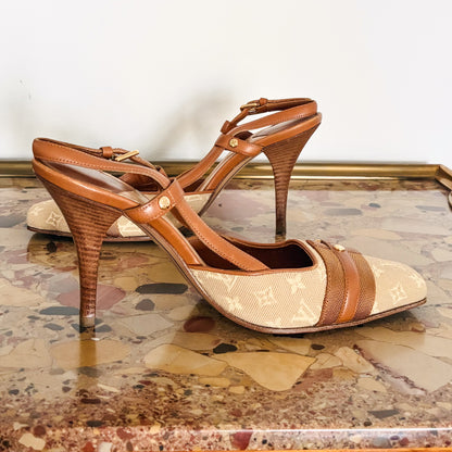 Louis Vuitton monogram canvas slingback heels