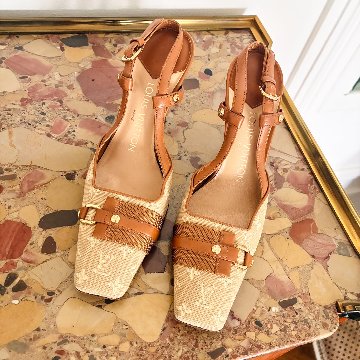 Louis Vuitton monogram canvas slingback heels