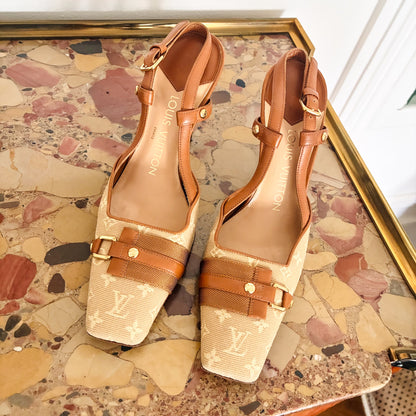Louis Vuitton monogram canvas slingback heels
