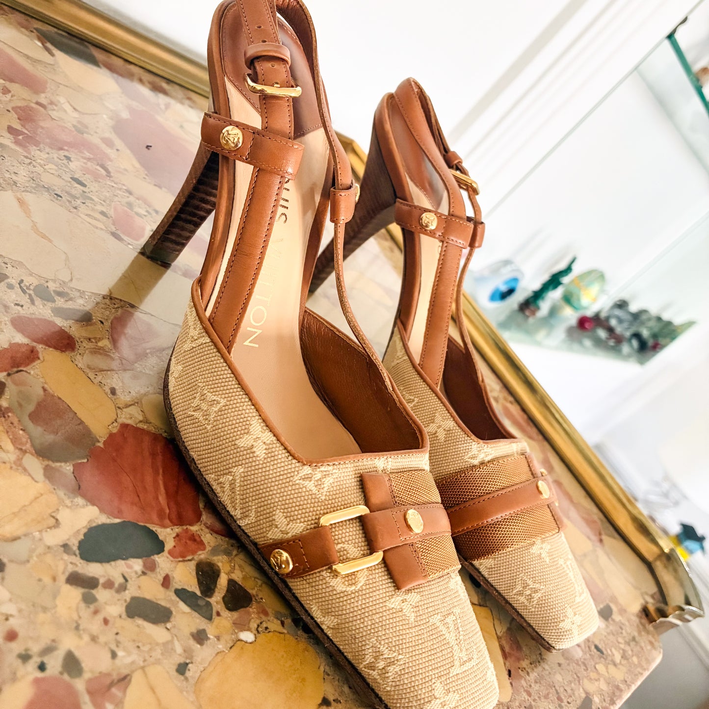 Louis Vuitton monogram canvas slingback heels