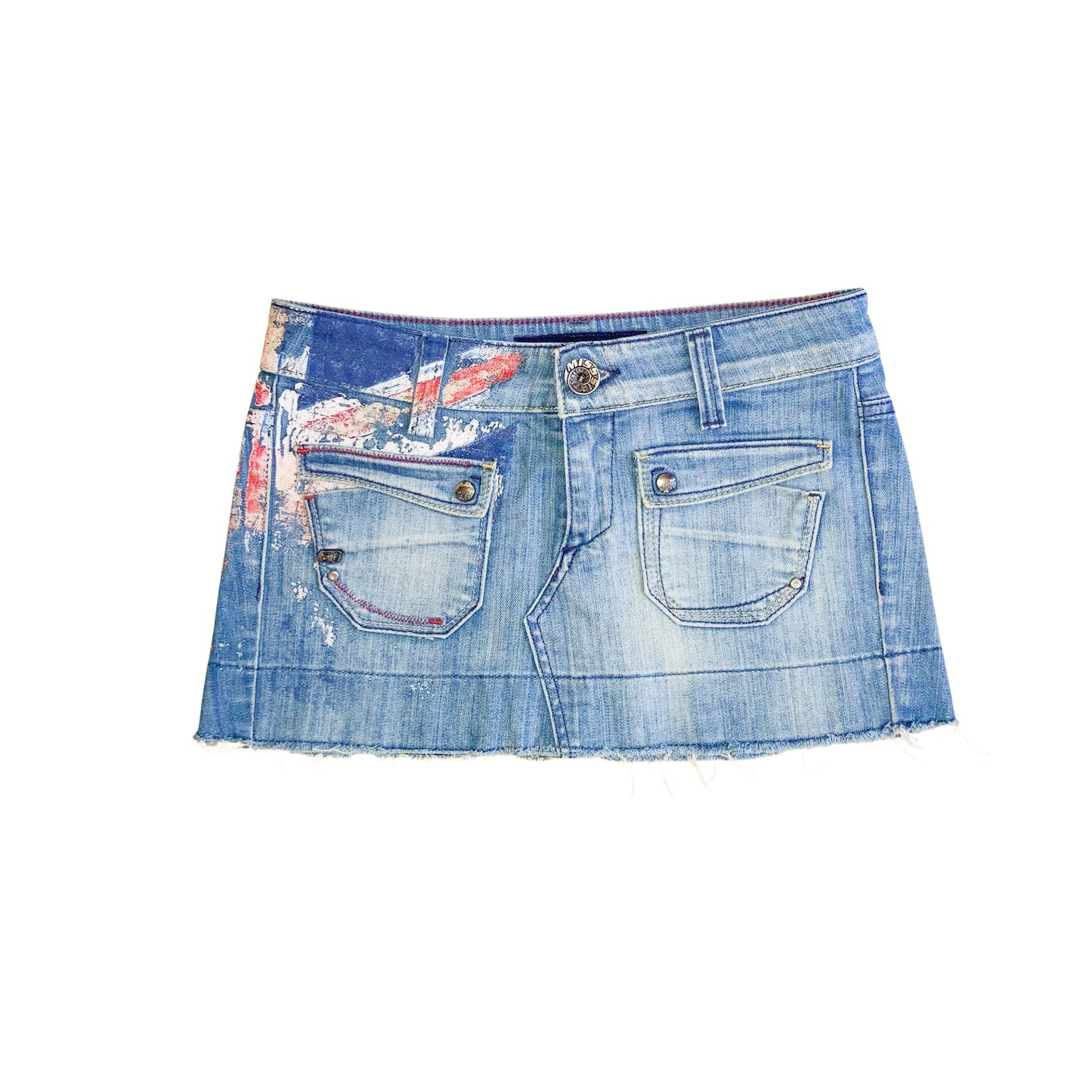 Miss Sixty 2004 painted denim mini skirt