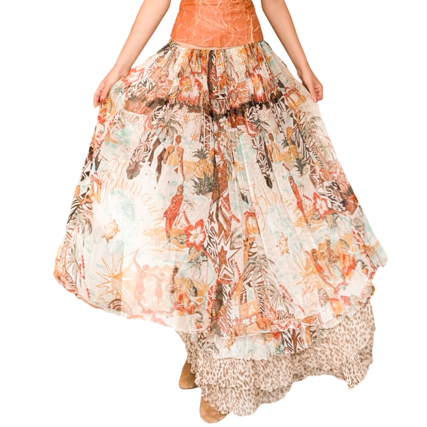 Blumarine 2005 iconic maxi silk skirt