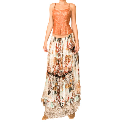 Blumarine 2005 iconic maxi silk skirt