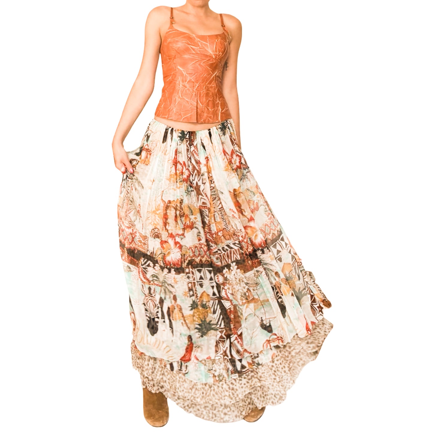 Blumarine 2005 iconic maxi silk skirt