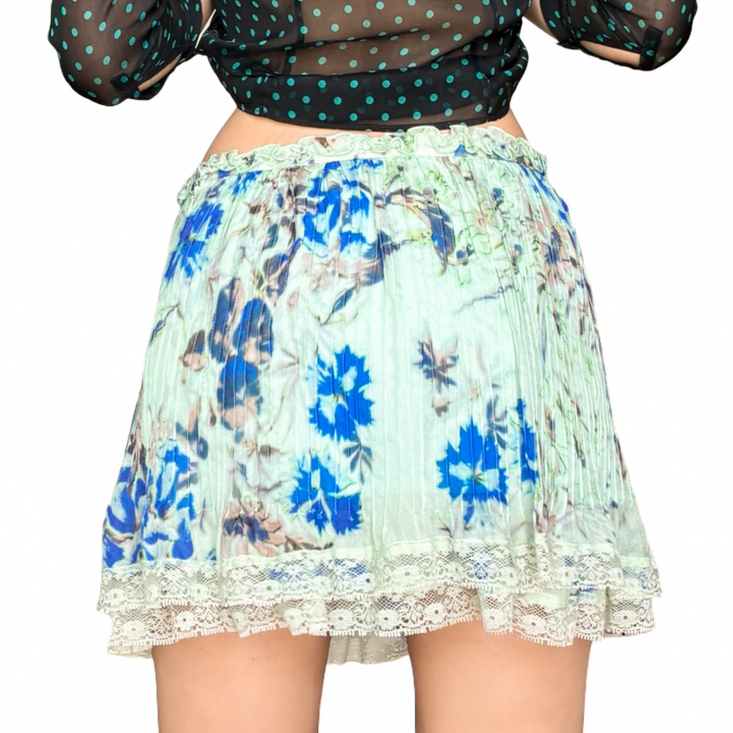 Spanish VTG pleated silk mini skirt