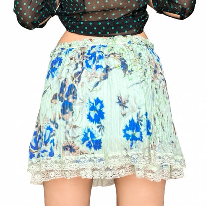 Spanish VTG pleated silk mini skirt
